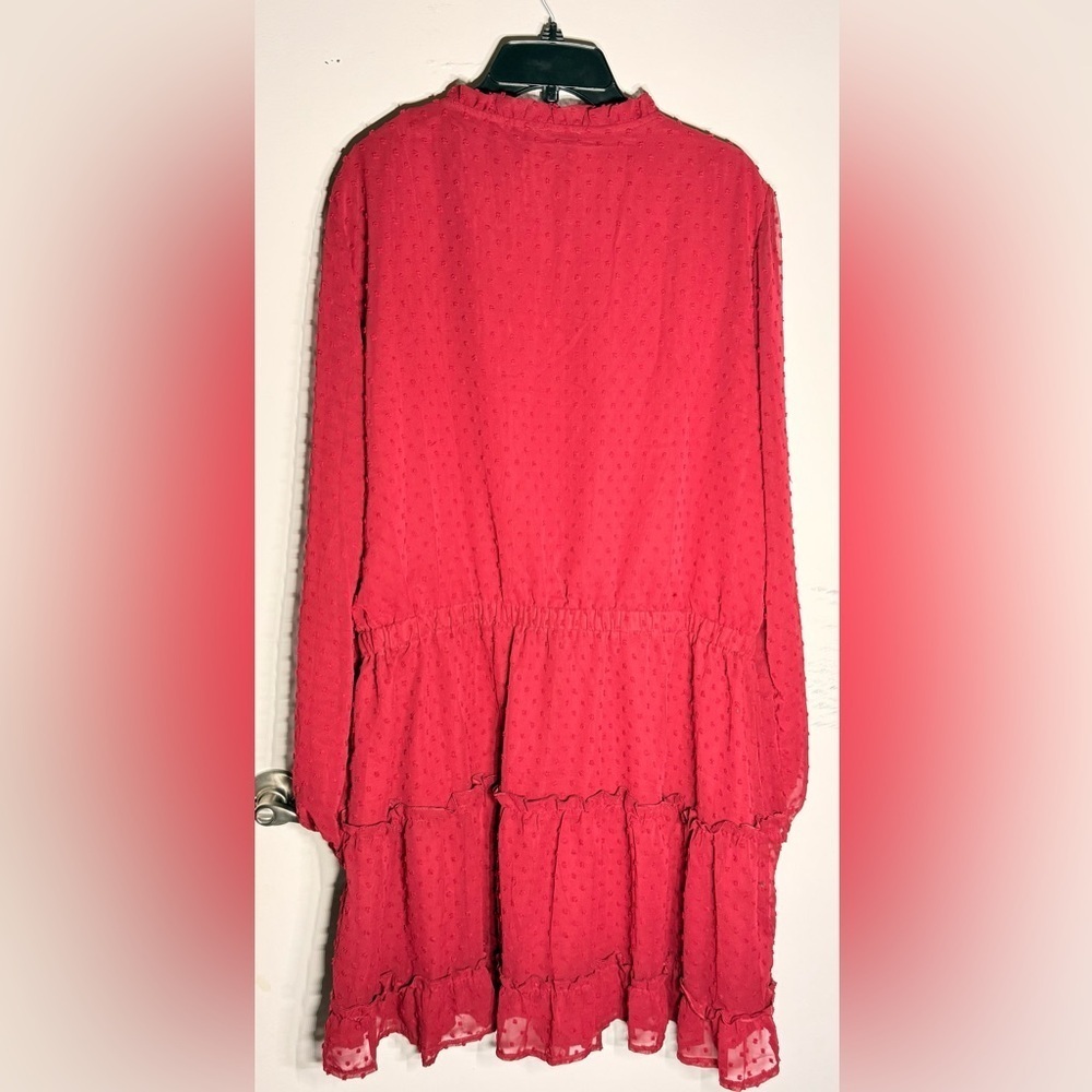 BTFBM Burgundy Swiss Dot Ruffle Dress NWT Size XXL - Picture 5 of 7